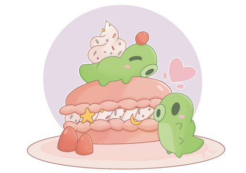 Happy Grubs on a Macaron